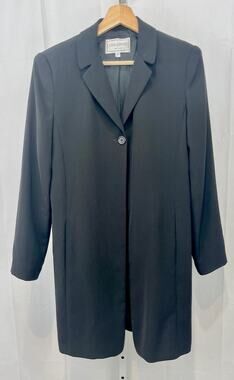 LENA GABRIELLE New York VTG 90s Y2K One Button Tunic Jacket Long Blazer Black 6
